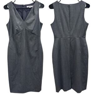 L.K. Bennett Gray Sleeveless Knee-Length‎ Wool Sheath Dress Tailored Career Sz 8